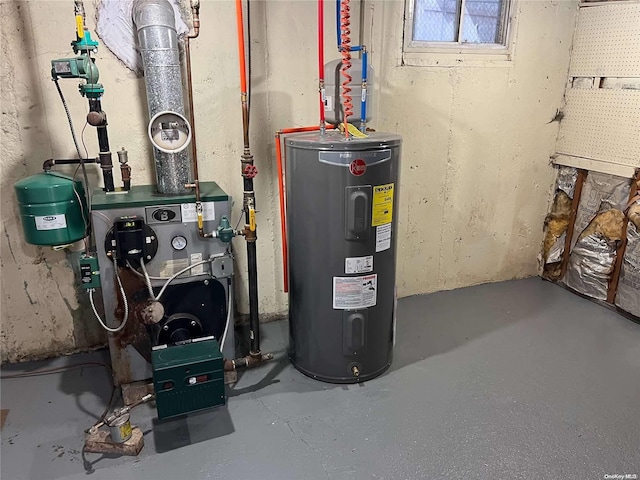 utility room featuring electric water heater