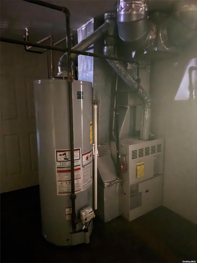 utility room with water heater