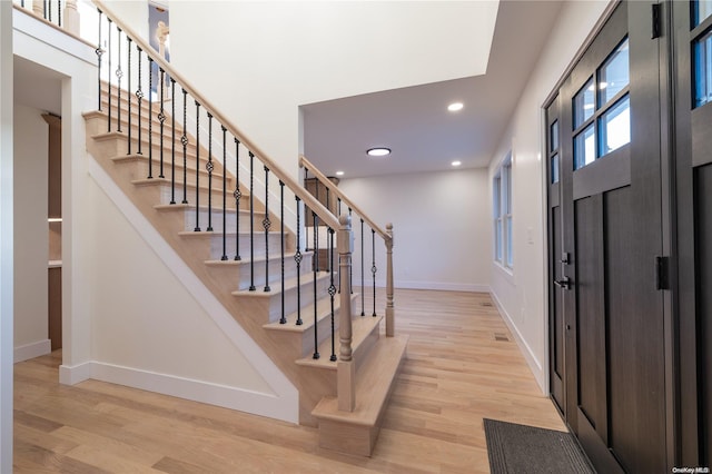 foyer entrance featuring light hardwood / wood-style floors