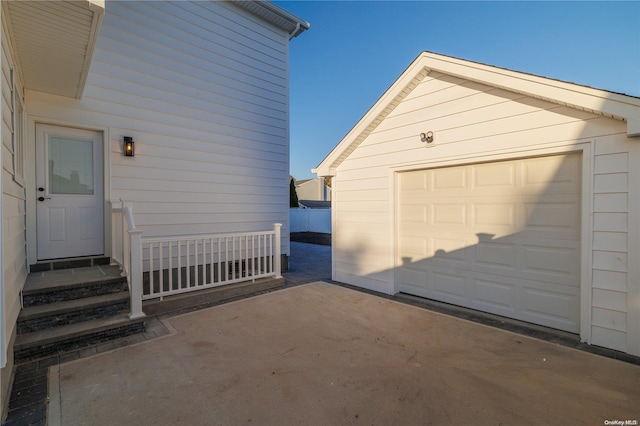 view of garage