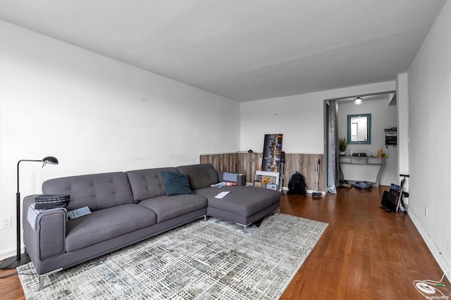 living room with hardwood / wood-style flooring