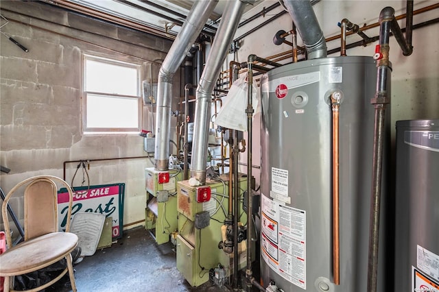 utility room with gas water heater