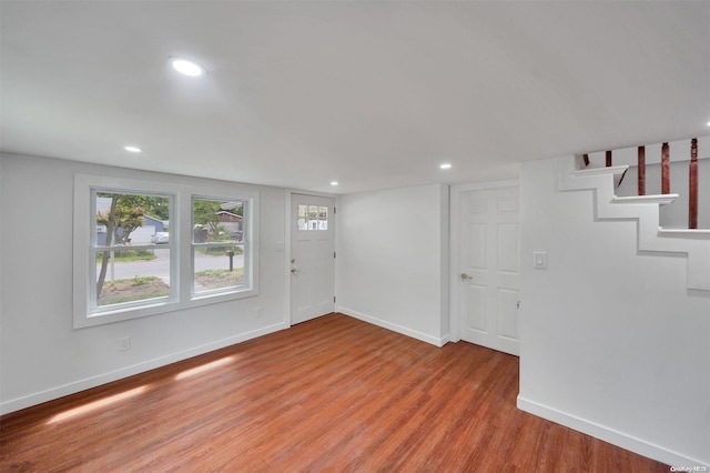 foyer entrance with light hardwood / wood-style flooring