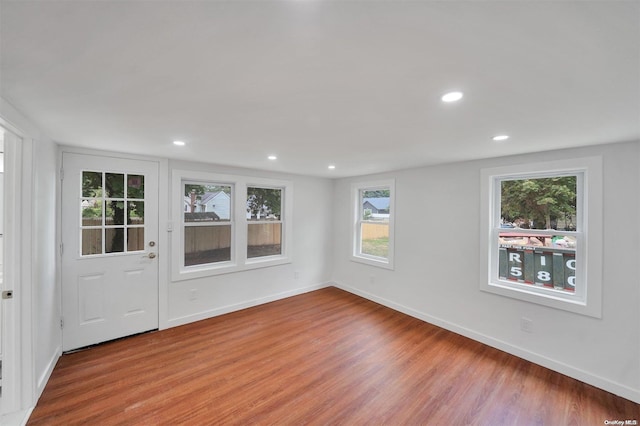 spare room with light hardwood / wood-style floors and a wealth of natural light