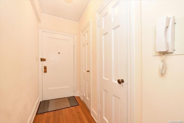 hall featuring light wood-type flooring