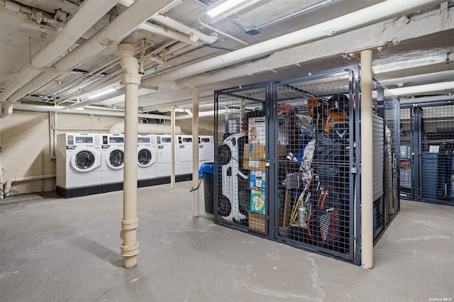 basement with independent washer and dryer