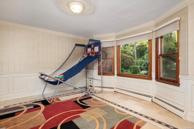 interior space with crown molding