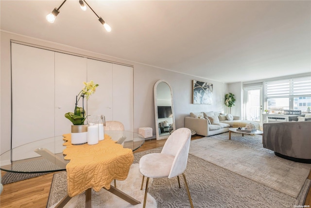 dining room with light wood-type flooring