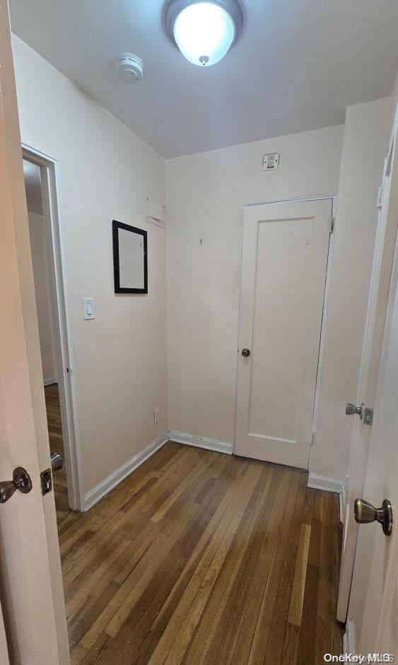 spare room with dark wood-type flooring