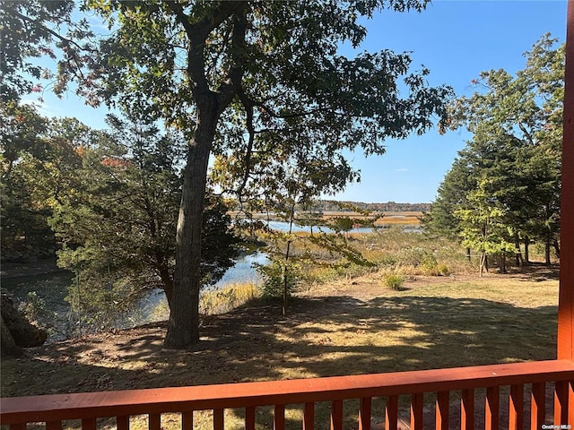 view of yard with a water view