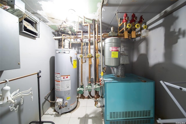 utility room with gas water heater