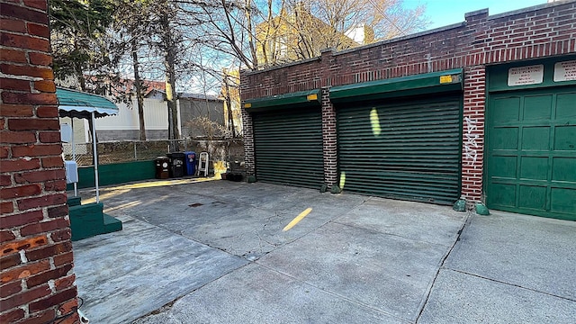 exterior space with a garage