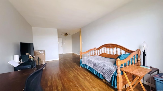 bedroom with wood-type flooring