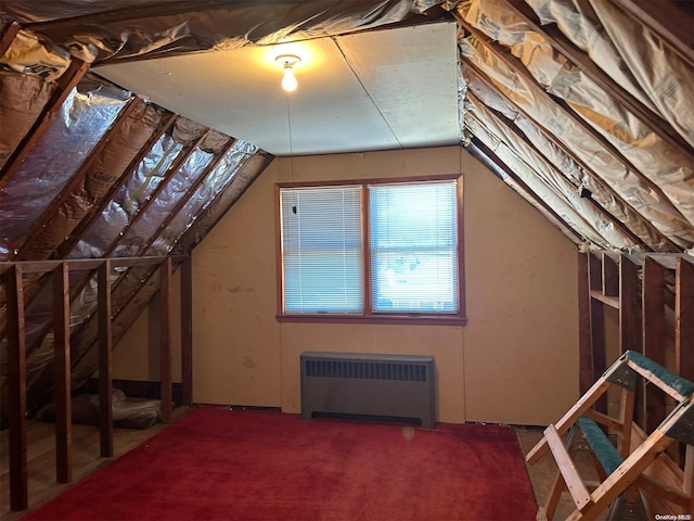 attic with radiator heating unit