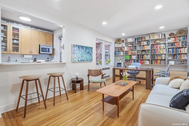 living area featuring light hardwood / wood-style flooring