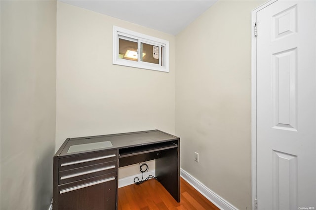 home office featuring hardwood / wood-style floors