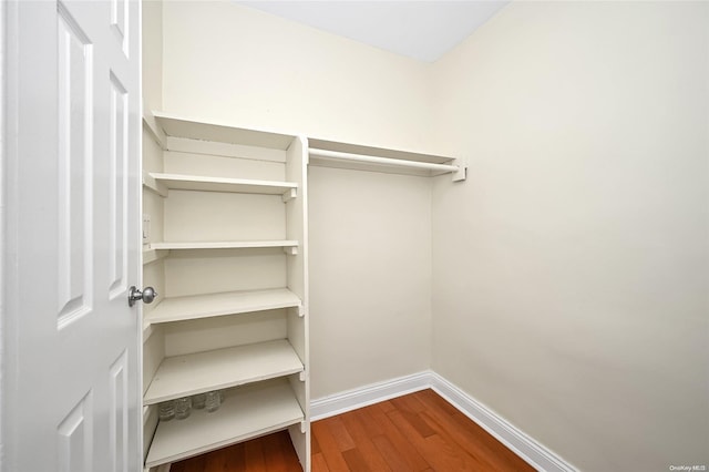 spacious closet with hardwood / wood-style floors