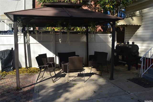 view of patio with a gazebo and grilling area