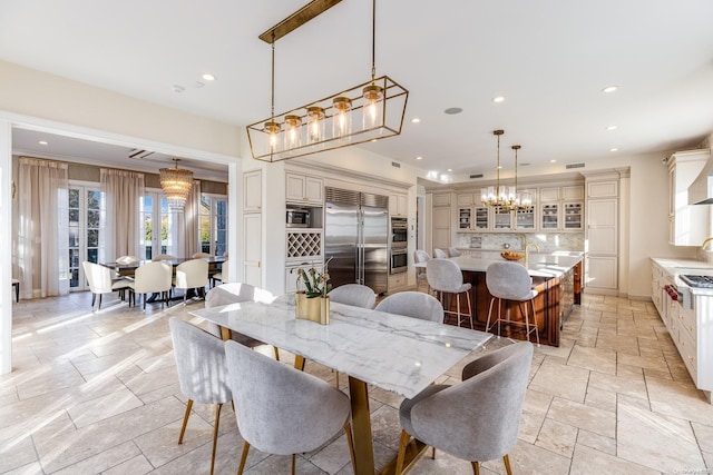 dining area with sink