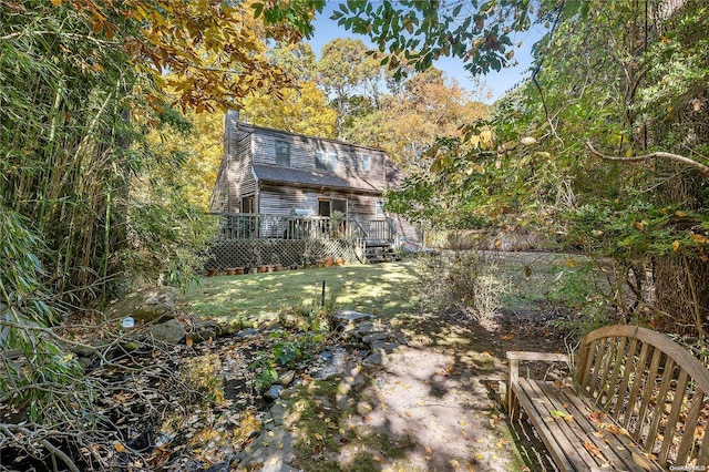 view of yard featuring a deck