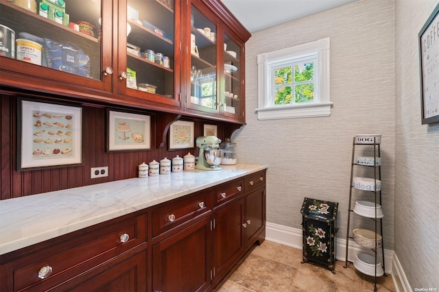 bar with light stone countertops