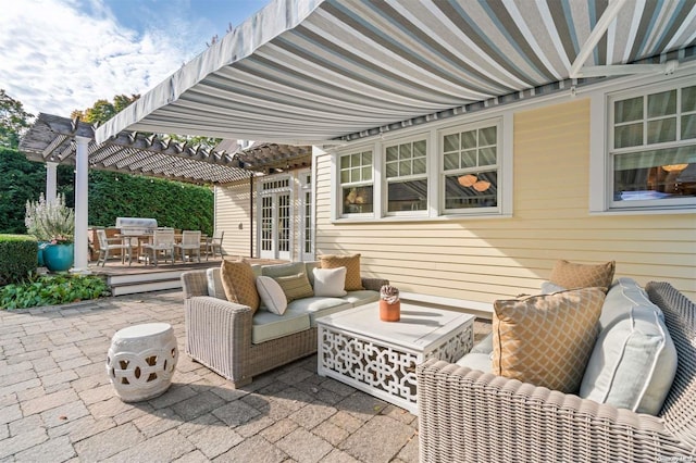 view of patio / terrace featuring area for grilling and an outdoor living space