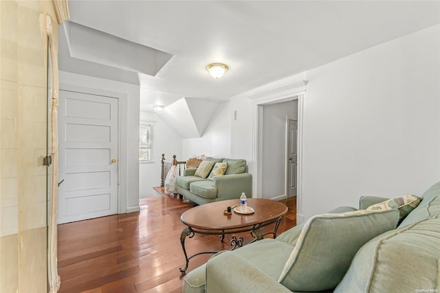 living room featuring dark hardwood / wood-style floors