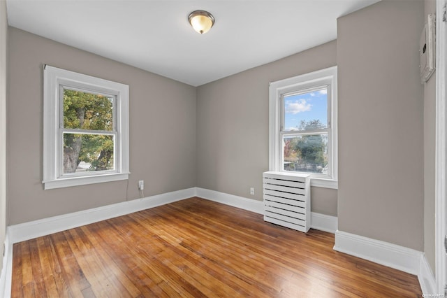 spare room featuring light hardwood / wood-style flooring and plenty of natural light