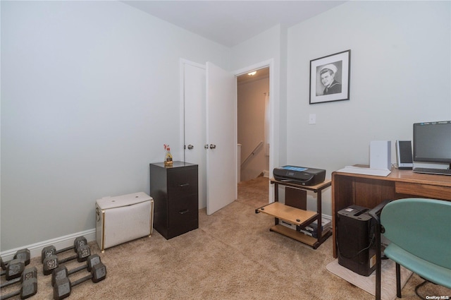 office space with light colored carpet