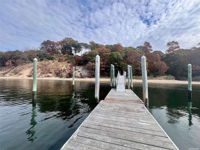 view of dock featuring a water view