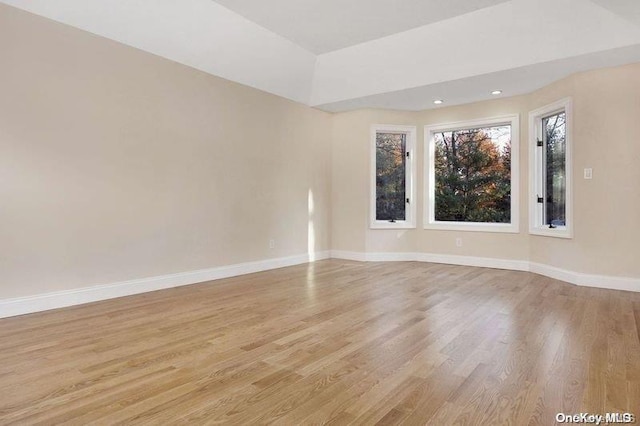 unfurnished room with light hardwood / wood-style flooring