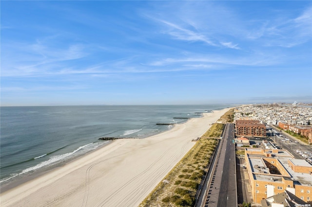 view of water feature with a view of the beach