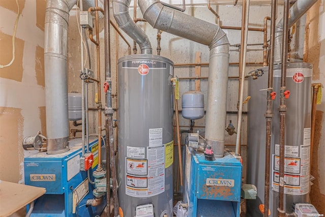 utility room featuring water heater