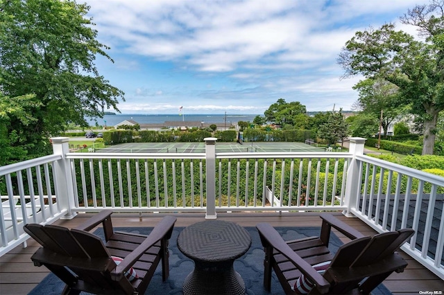 deck with a water view