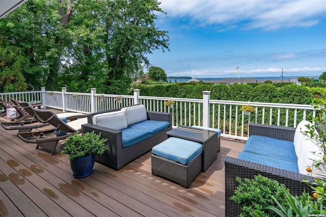 deck featuring an outdoor living space