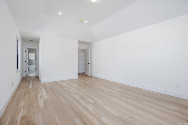 unfurnished room with light wood-type flooring