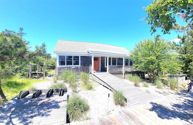 view of front of house featuring a deck