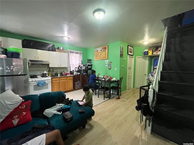 living room featuring light wood-type flooring