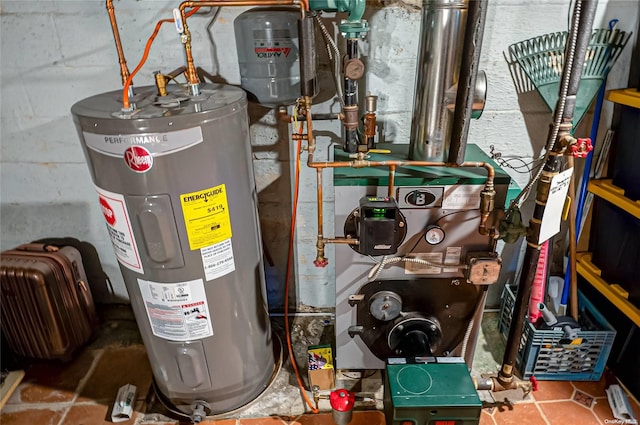 utility room featuring electric water heater