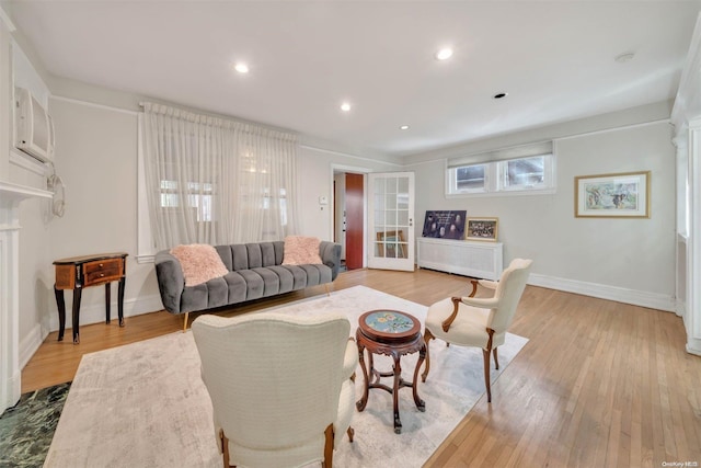 living room featuring light hardwood / wood-style floors