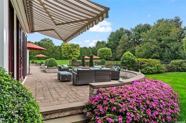 view of patio with an outdoor living space