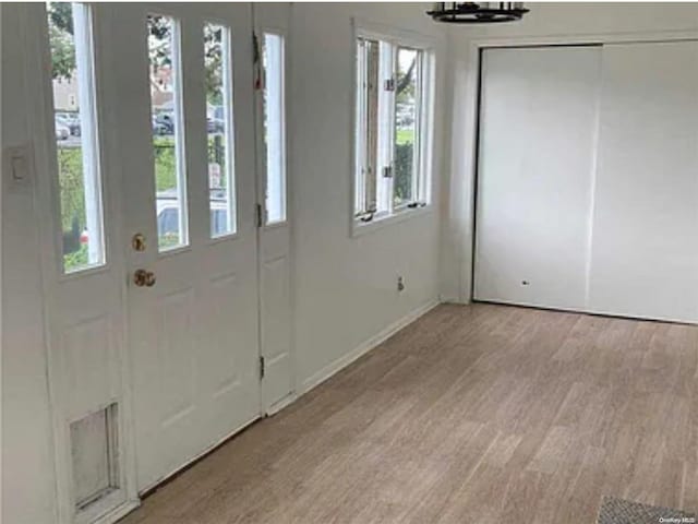 foyer with light wood-type flooring