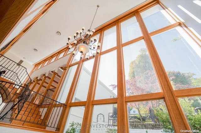 interior details with an inviting chandelier