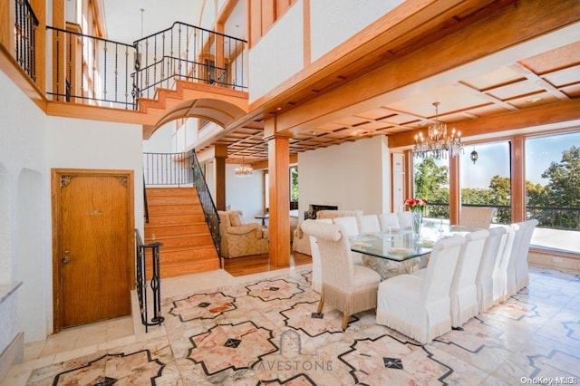 dining area with a chandelier