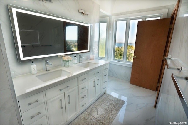 337 Howard Ave, Staten Island, NY 10301 - full bath featuring double vanity and marble tiled flooring