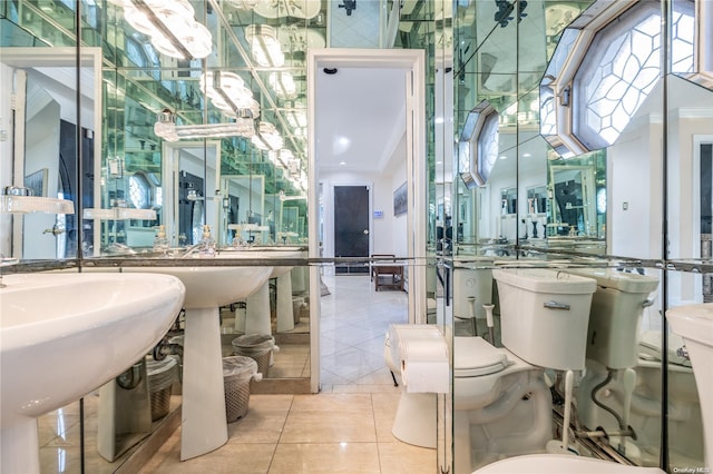 bathroom with tile patterned floors and toilet