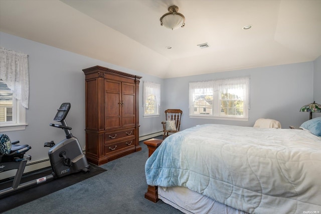 bedroom featuring carpet flooring and a baseboard radiator