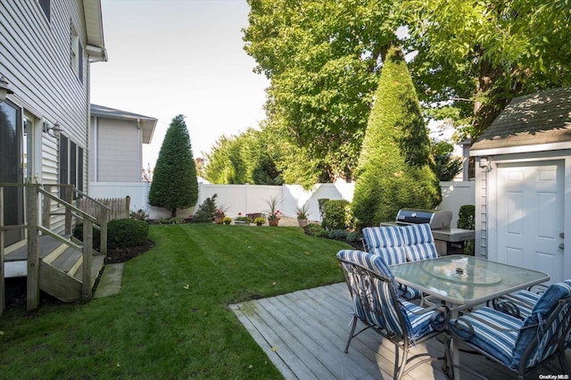 view of yard with a deck