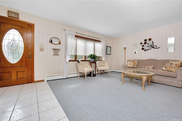 tiled living room with a wealth of natural light