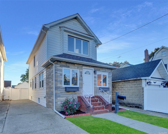 94-51 226th St, Floral Park, NY 11001 - view of front of house featuring entry steps and stone siding
